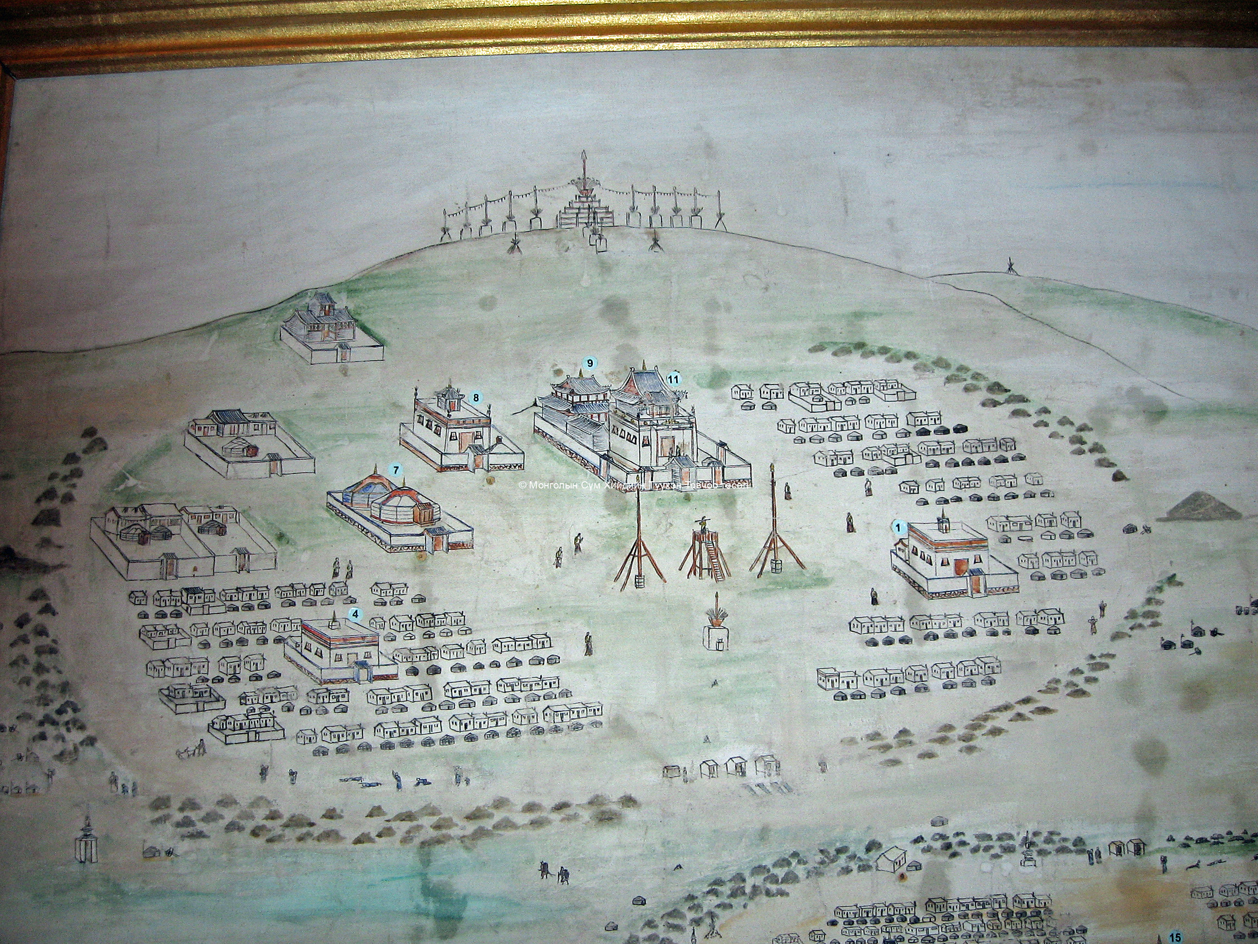 San beisiin örgöö. Temple painting